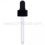 Glass Pipette, 7 x 76mm, Black PP Smooth Skirt Dropper with Rubber Bulb, 20-400